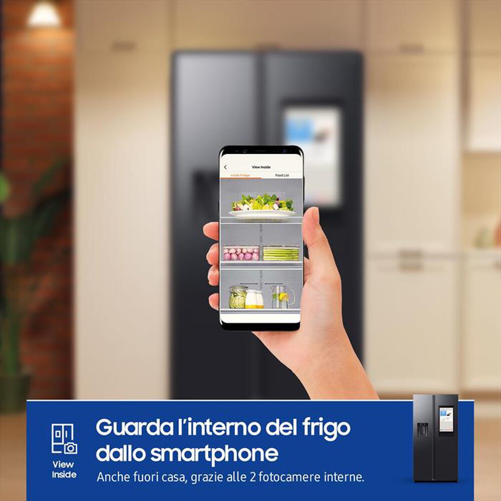 "SAMSUNG - Frigorifero side by side RS90F66BEFEF Classe E-Matte black"
