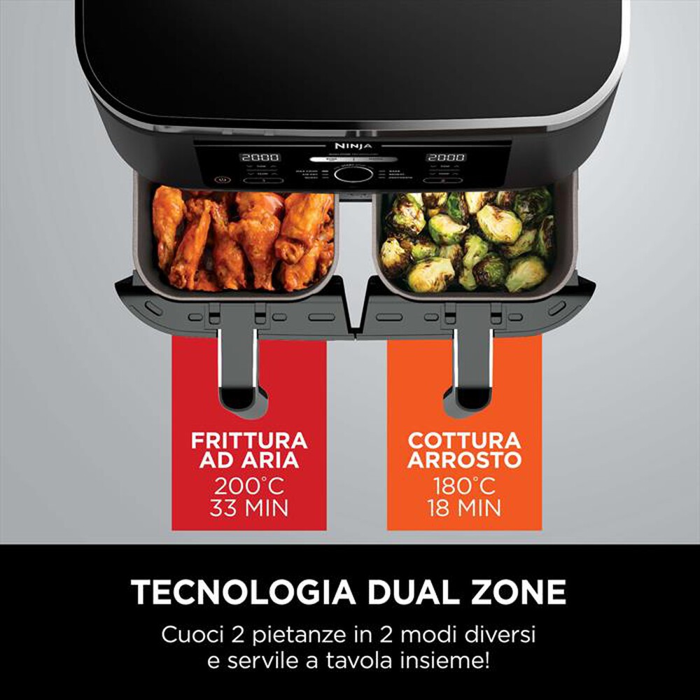 "NINJA - Friggitrice ad aria DOPPIA MAX 9,5 L AF400EU-nero"