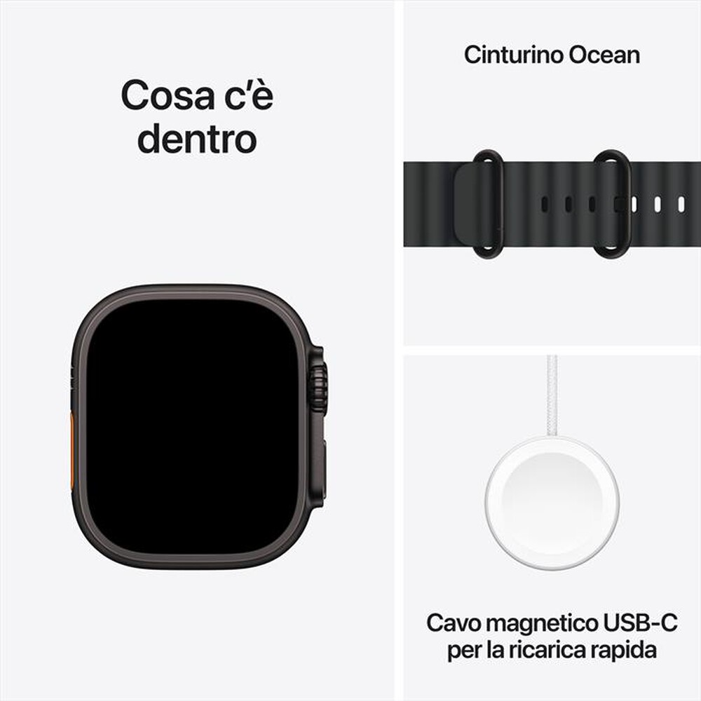 "APPLE - Watch Ultra 2 GPS + Cellular 49mm Titanio-Nero - Cinturino Ocean Nero"