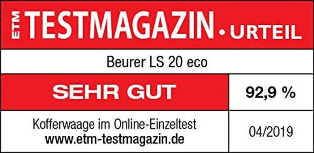 Immagine del prodotto BEURER - Bilancia Pesabagagli LS20ECO-Bianco/Grigio