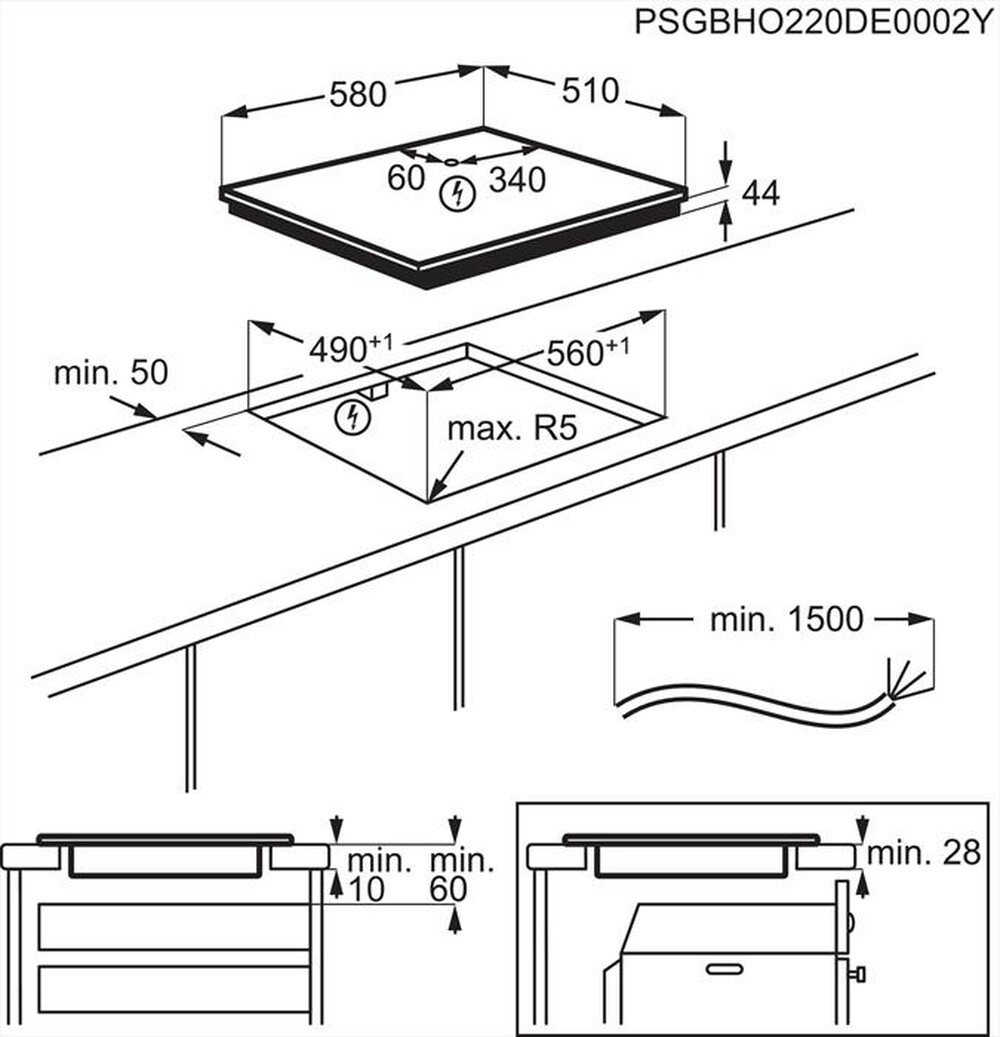 "AEG - Piano cottura elettrico TI64IB30IZ 58 cm-Nero"