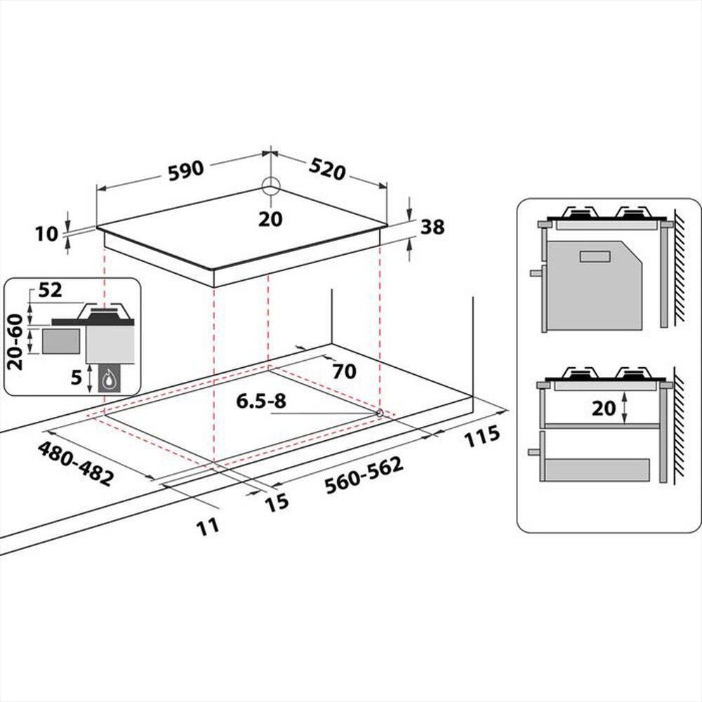 "INDESIT - Piano cottura a gas PN 642 /I (AN) 4 fuochi-Antracite"