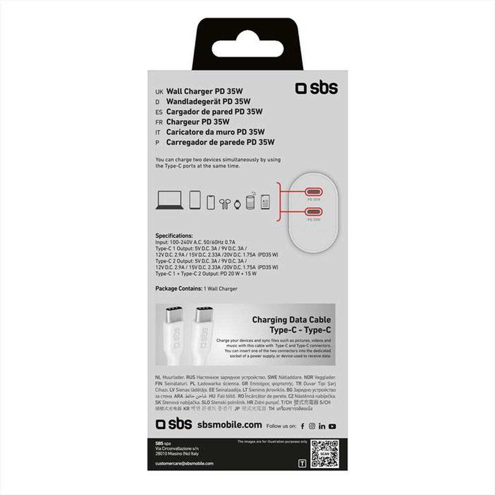 "SBS - Carica batterie TETR2CPD35W-Bianco"
