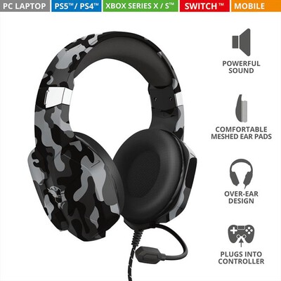 TRUST - GXT323K CARUS HEADSET-Black Camouflage