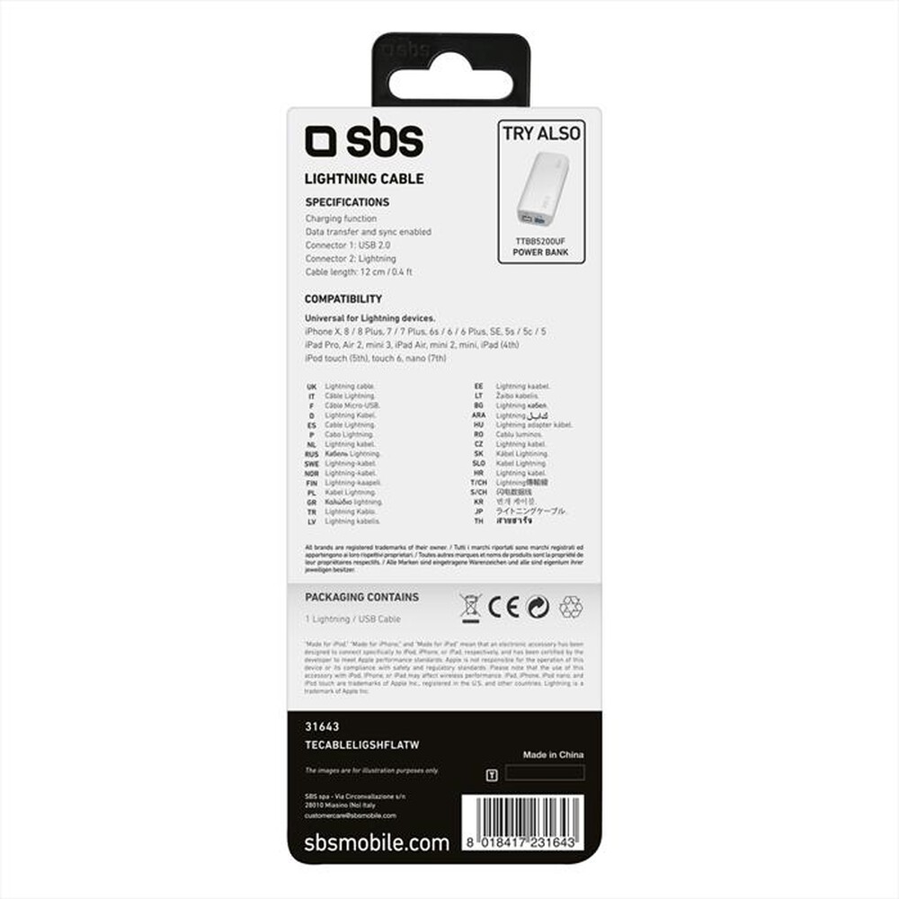 "SBS - TECABLELIGSHFLATW-Bianco"