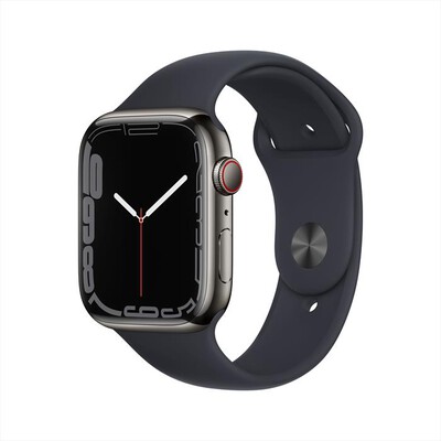 APPLE - WATCH SERIES 7 GPS + CELLULAR 45MM IN ACCIAIO INOX-Grafite con Sport mezzanotte