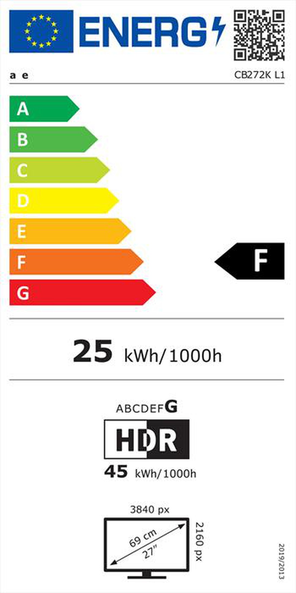 Immagine del prodotto ACER - Monitor TFT UHD 4K 27" CB272KL1BMIIPRX-Nero