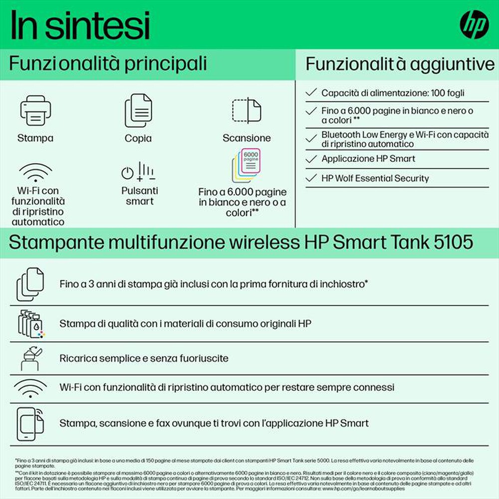 "HP - Stampante multifunzione SMARTTANK 5105-Bianca"