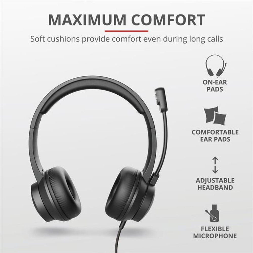 "TRUST - RYDO USB HEADSET-Black"