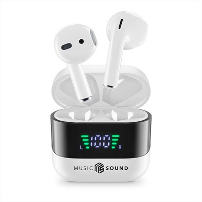 MUSIC SOUND - AURICOLARI TWS CON DISPLAY LED-White