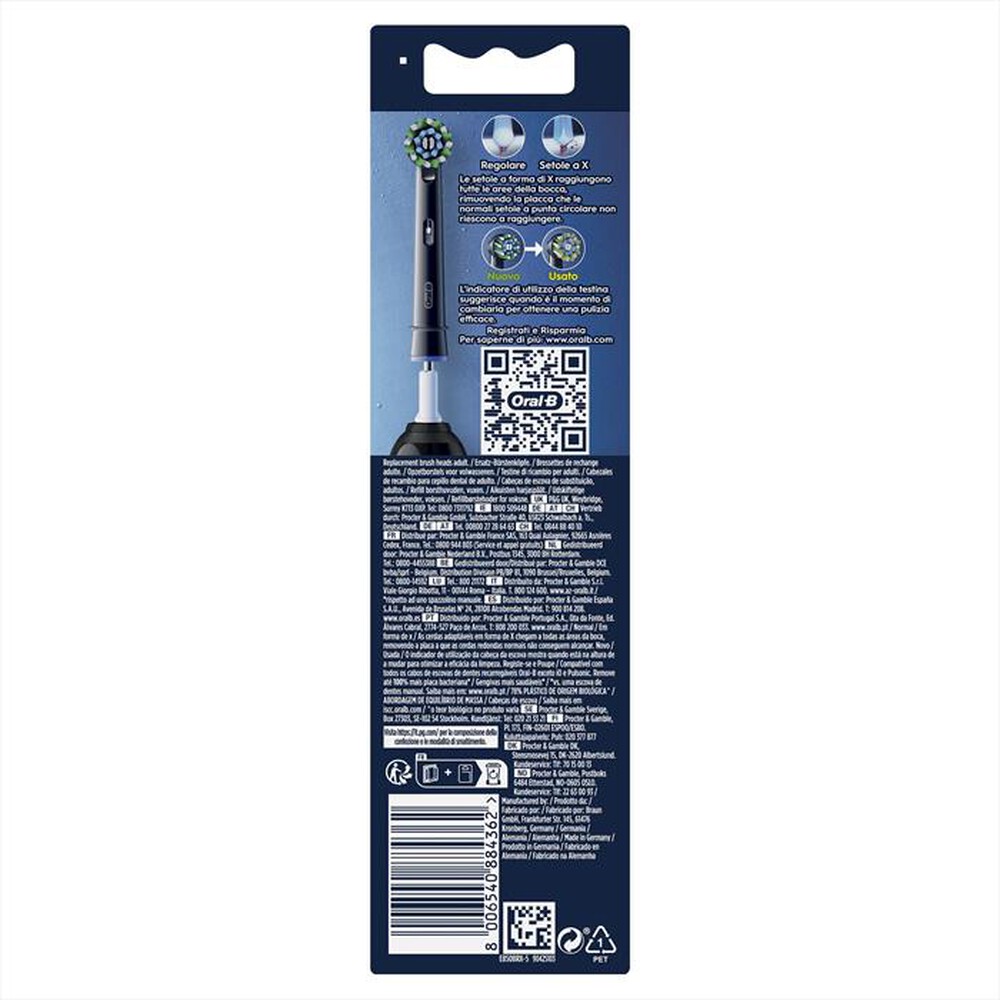 "ORAL-B - Testine Di Ricambio Pro Cross Action 5 Testine-Nero"