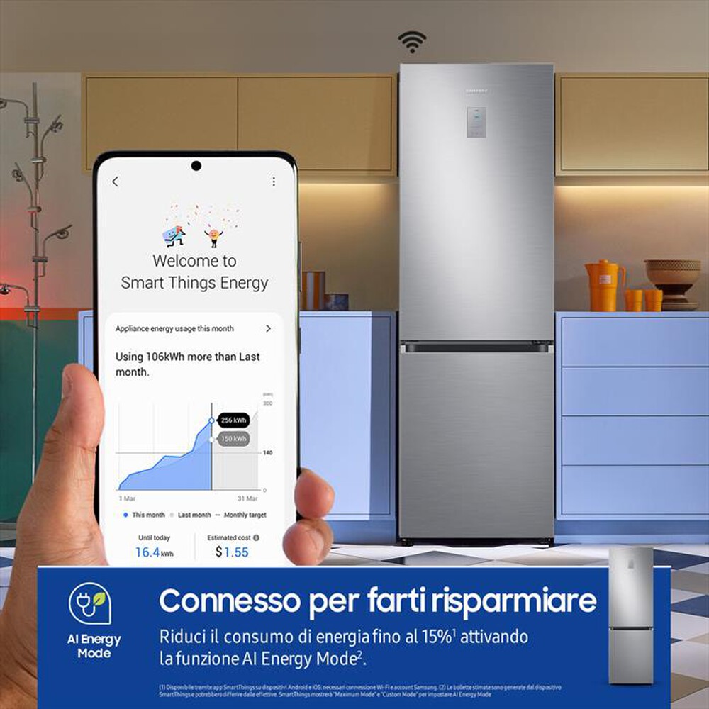 "SAMSUNG - Frigorifero combinato RB34C775CS9/EF ClasseC 344lt-METAL INOX"