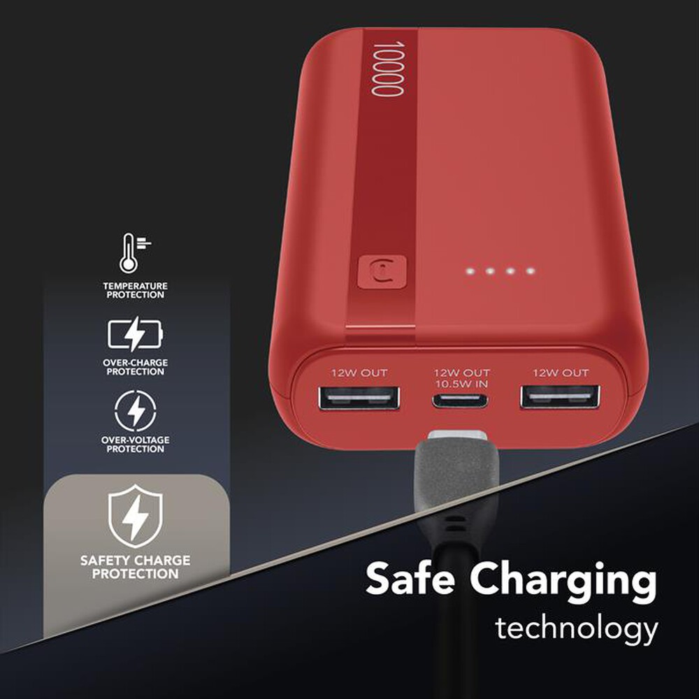 Immagine del prodotto CELLULARLINE - POWER BANK ESSENTIAL 10000-Rosso