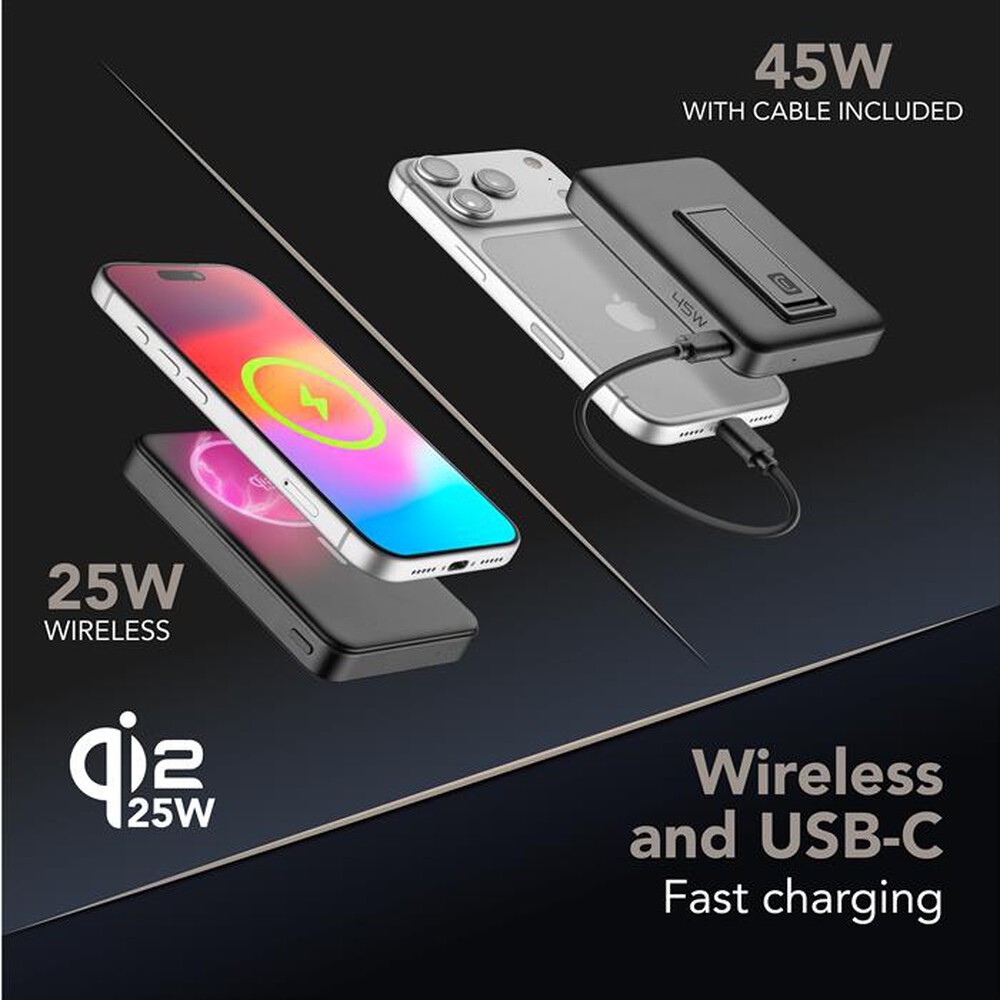 Immagine del prodotto CELLULARLINE - POWER BANK MAG STAND WIRELESS 10000 MAH 45 W PORT-Nero
