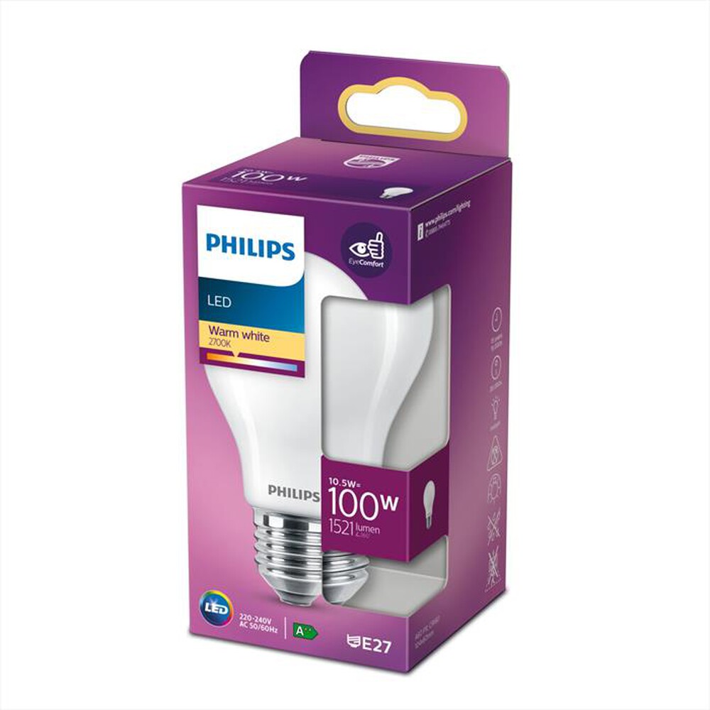 "PHILIPS - LED LAMPADINA 10,5 W 100 W E27 LUCE BIANCA CALDA"