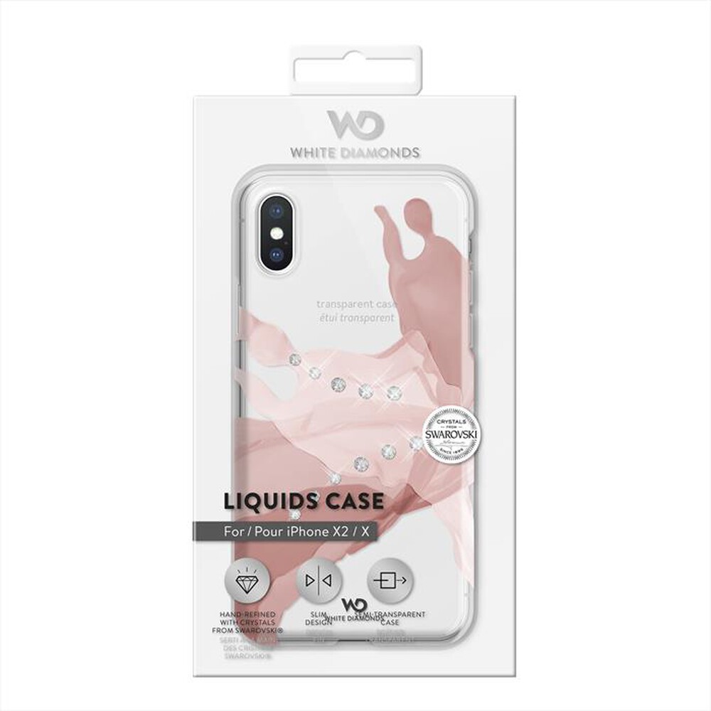 "WHITE DIAMOND - 1370LIQ56 LIQUIDS COVER IPHONE X-TRASPARENTE ROSA/TPU"