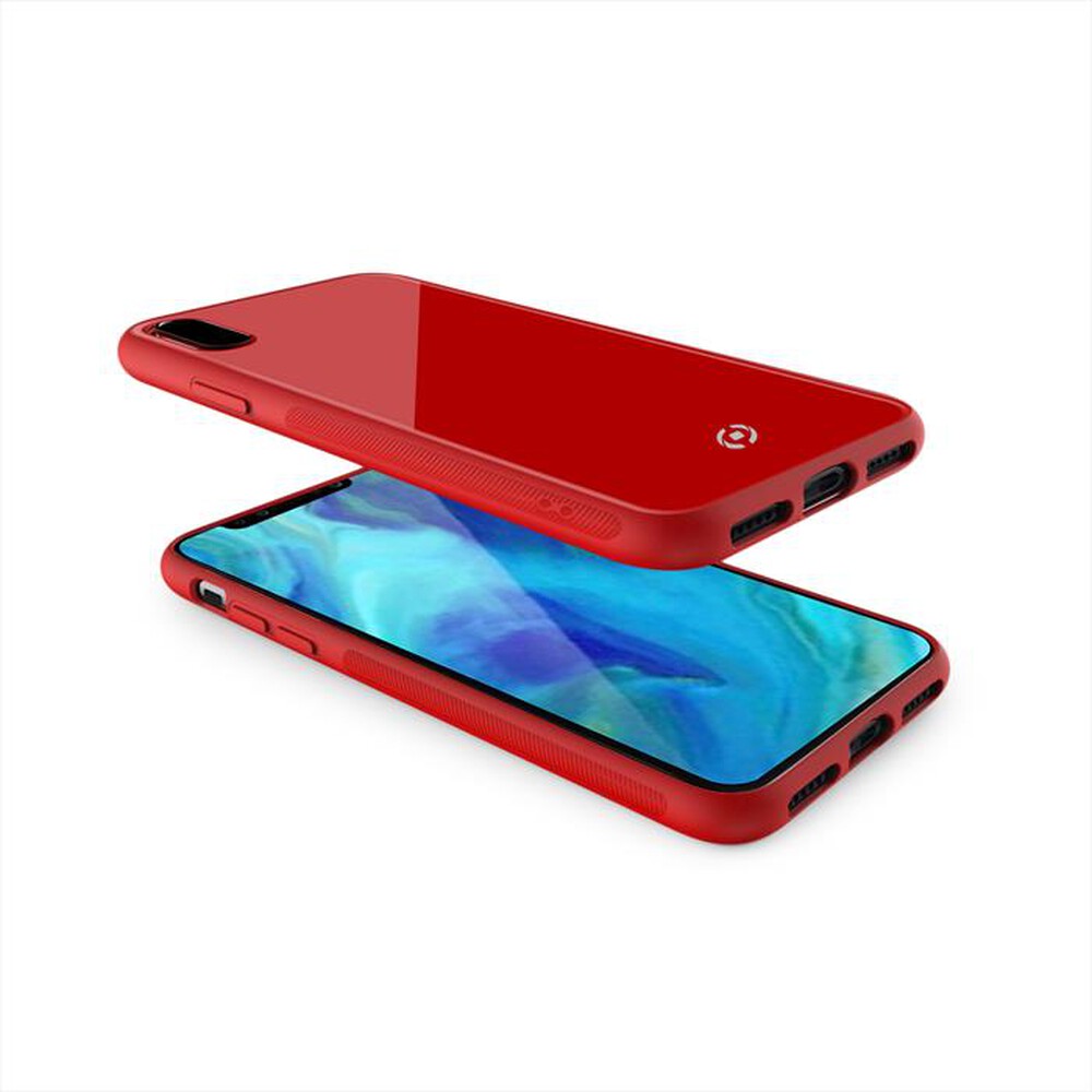 "CELLY - COVER PER IPHONE XR-Rosso/Vetro temperato+TPU"