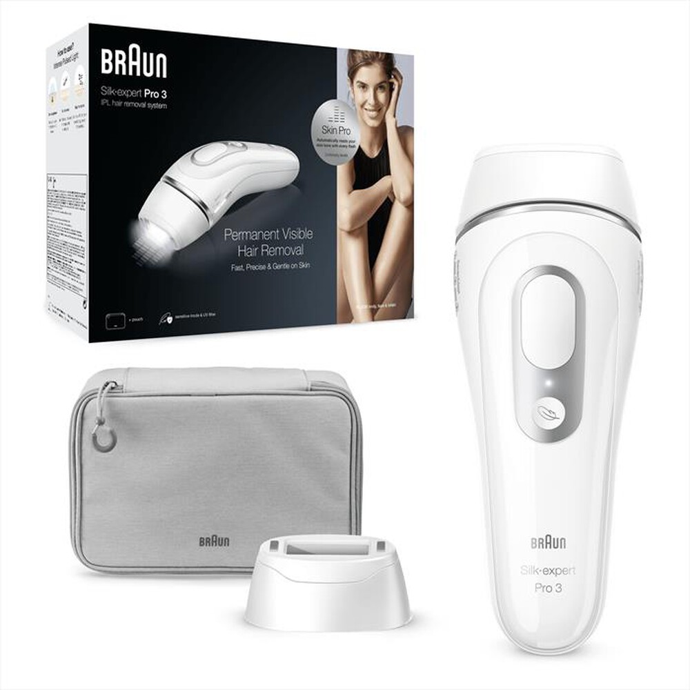 "BRAUN - Epilatore a luce pulsate SILK EXPERT PRO 3 PL3020-BIANCO/ARGENTO"