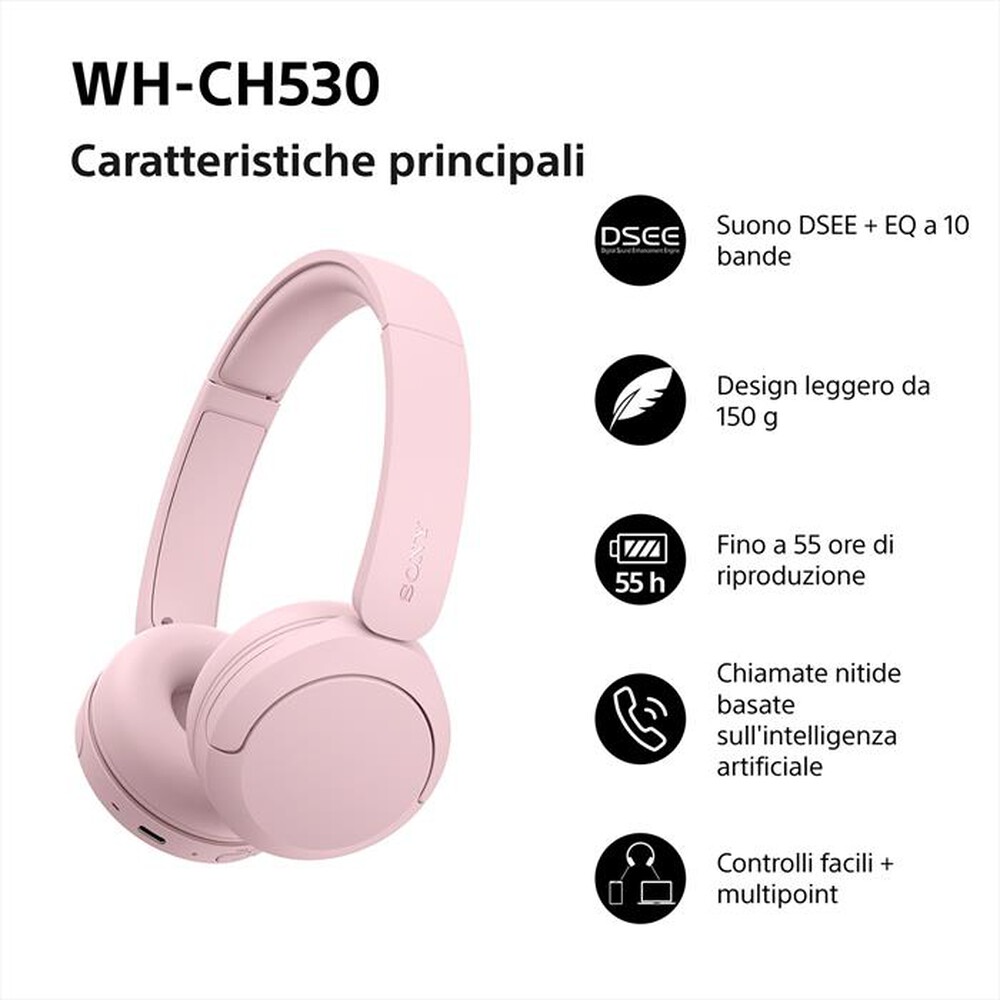 Immagine del prodotto SONY - Cuffie Bluetooth On-ear WH-CH530-Pink