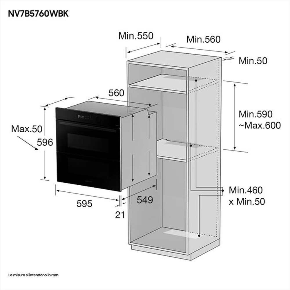 "SAMSUNG - Forno incasso elettrico NV7B5760WBK/U5 Classe A+-VETRO NERO"