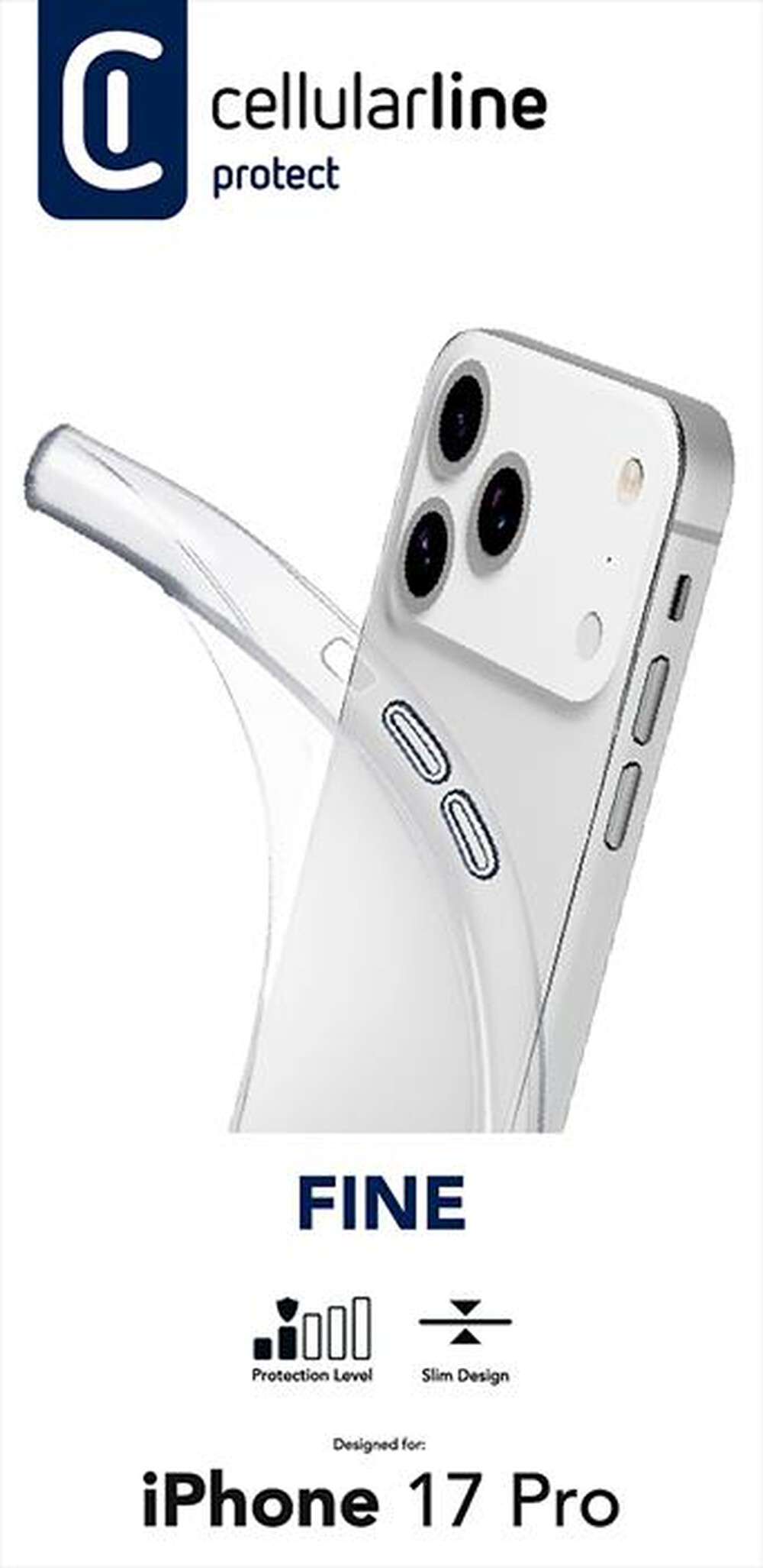 Immagine del prodotto CELLULARLINE - Cover in gomma morbida FINE per IPHONE 17 PRO-Trasparente