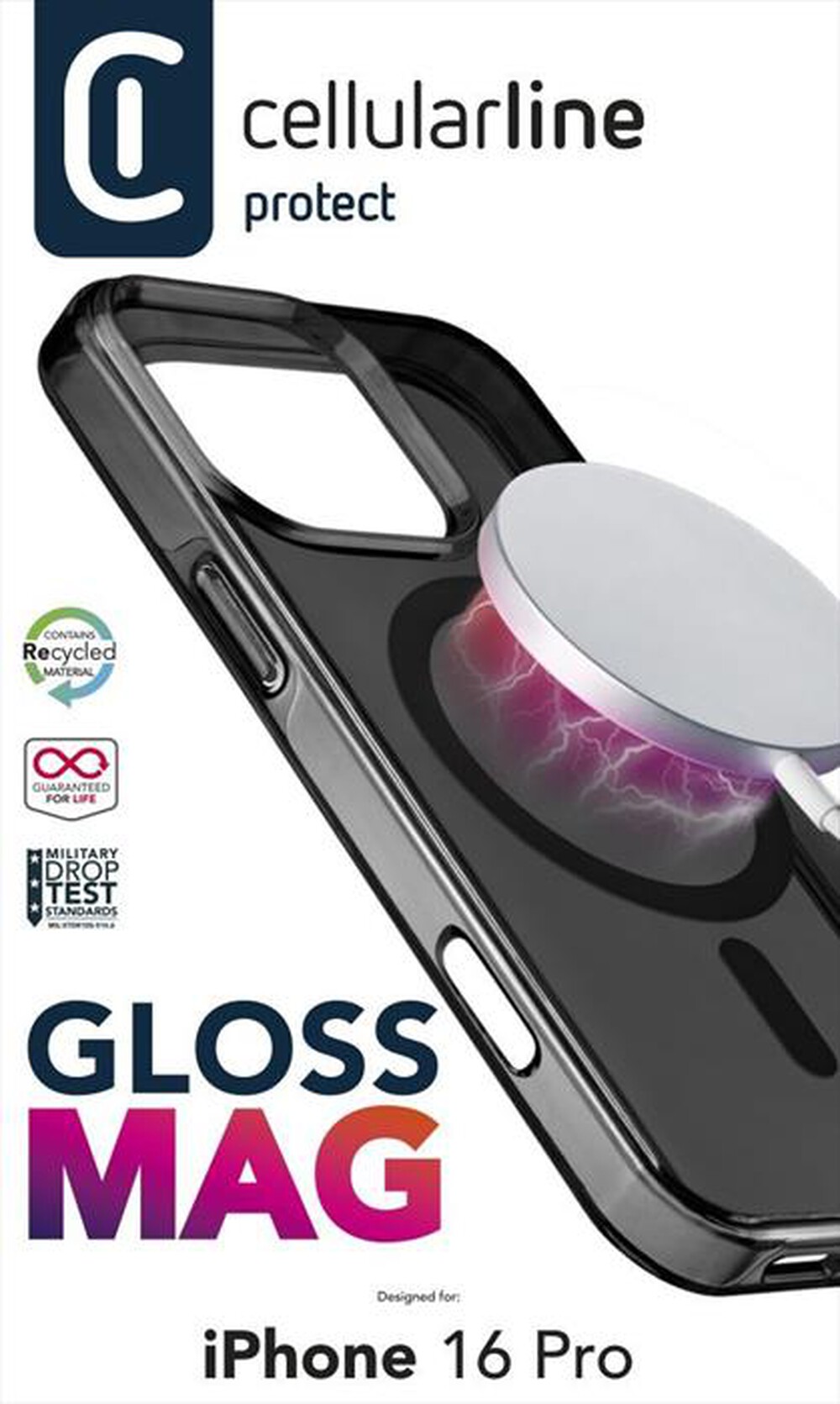 Immagine del prodotto CELLULARLINE - Cover case GLOSS MAG per iPhone 16 Pro-Black