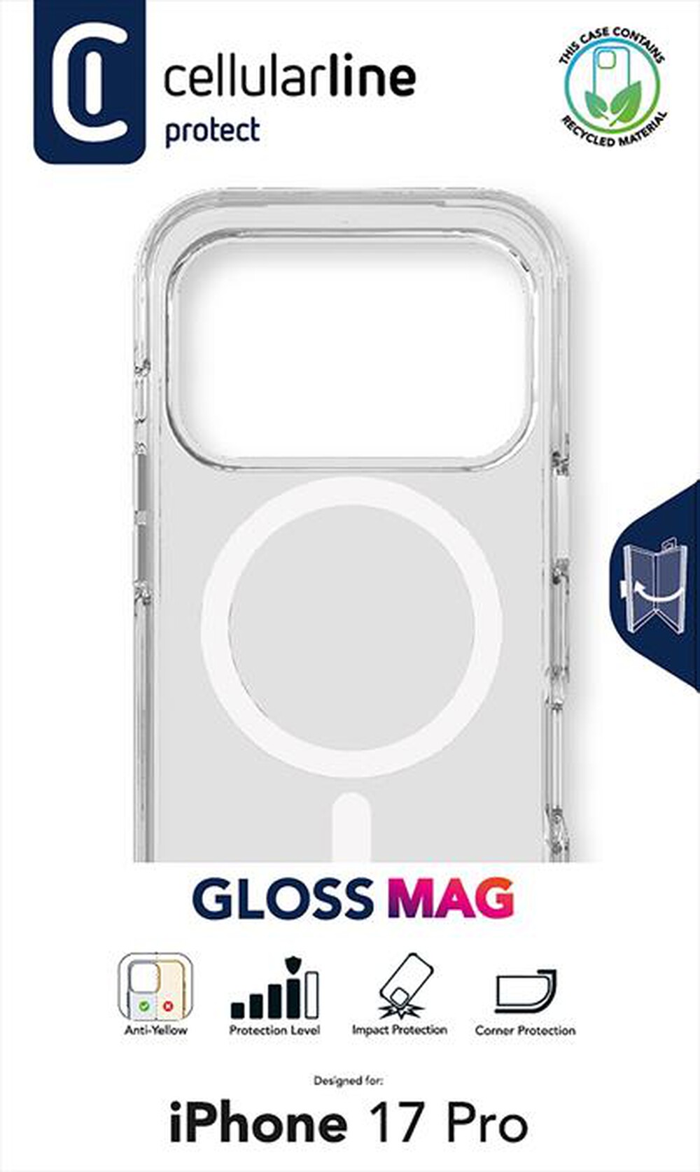 Immagine del prodotto CELLULARLINE - Custodia GLOSS MAG per IPHONE 17 PRO-Trasparente
