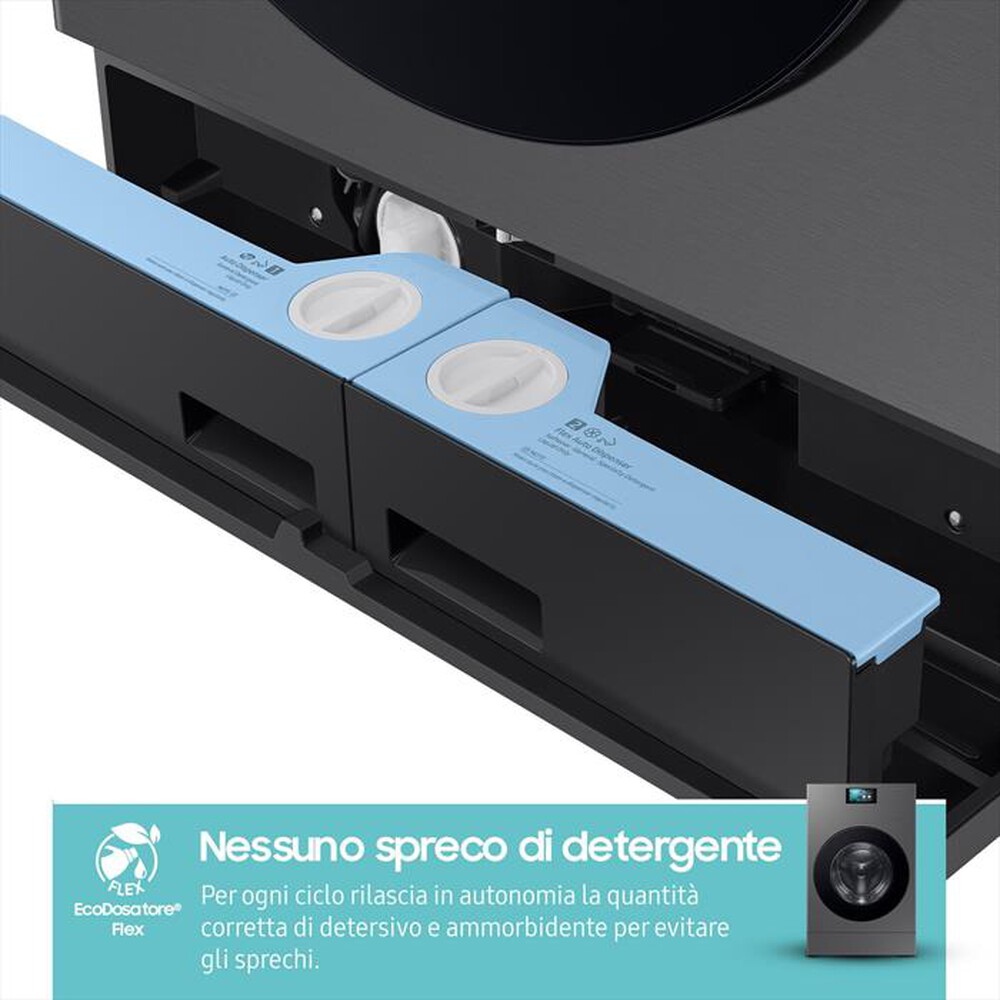 "SAMSUNG - Lavasciuga WD18DB8995BZT2 18/11 Kg Classe A-Dark Silver Steel -oblò Nero"