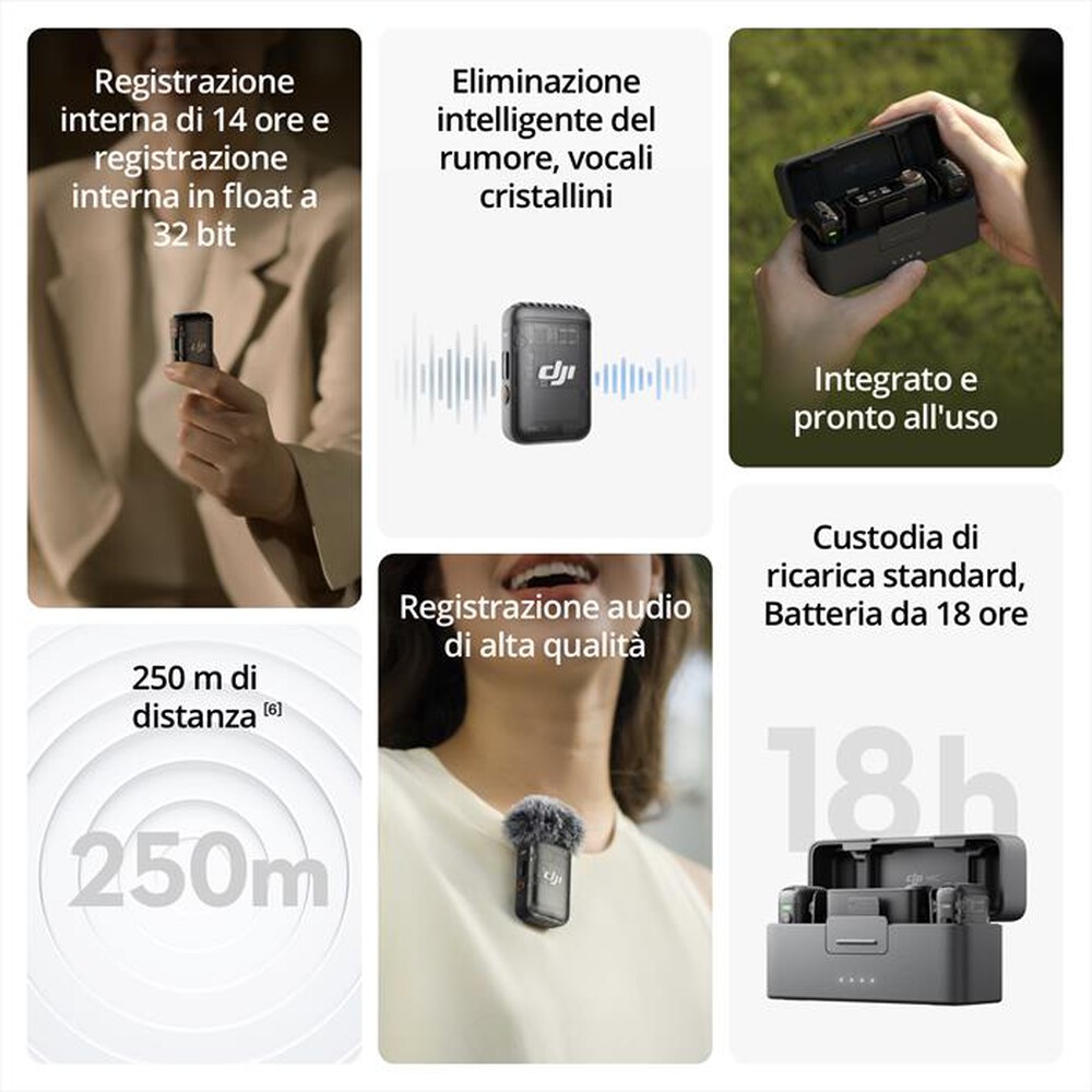 Immagine del prodotto DJI - MIC 2 (2 TX + 1 RX + CHARGING CASE)-Black