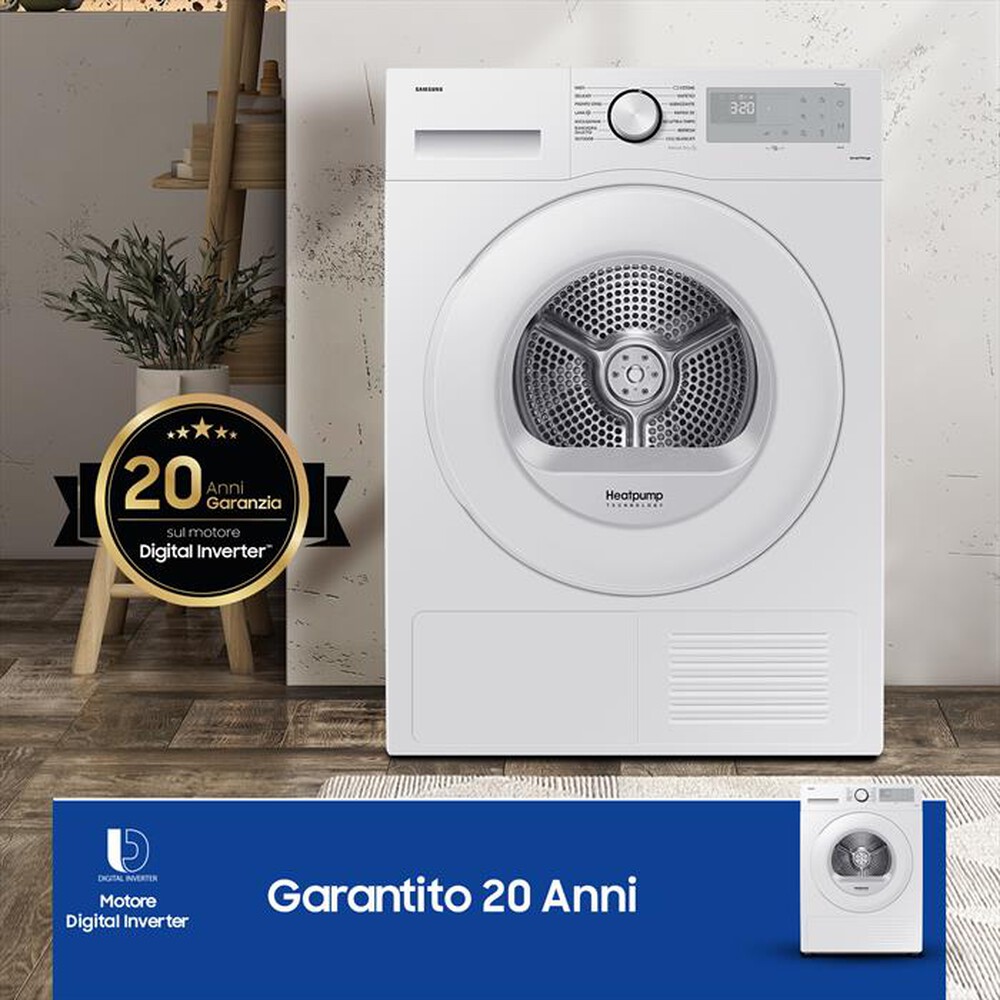 "SAMSUNG - Asciugatrice DV80CGC2B0THET 8 Kg Classe A+++-bianca display silver"