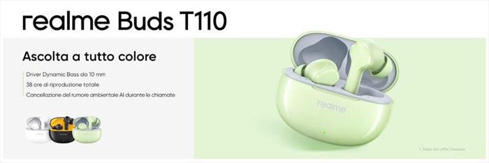 "REALME - REALME BUDS T110 WIRELESS EAR BUDS-Punk Black"