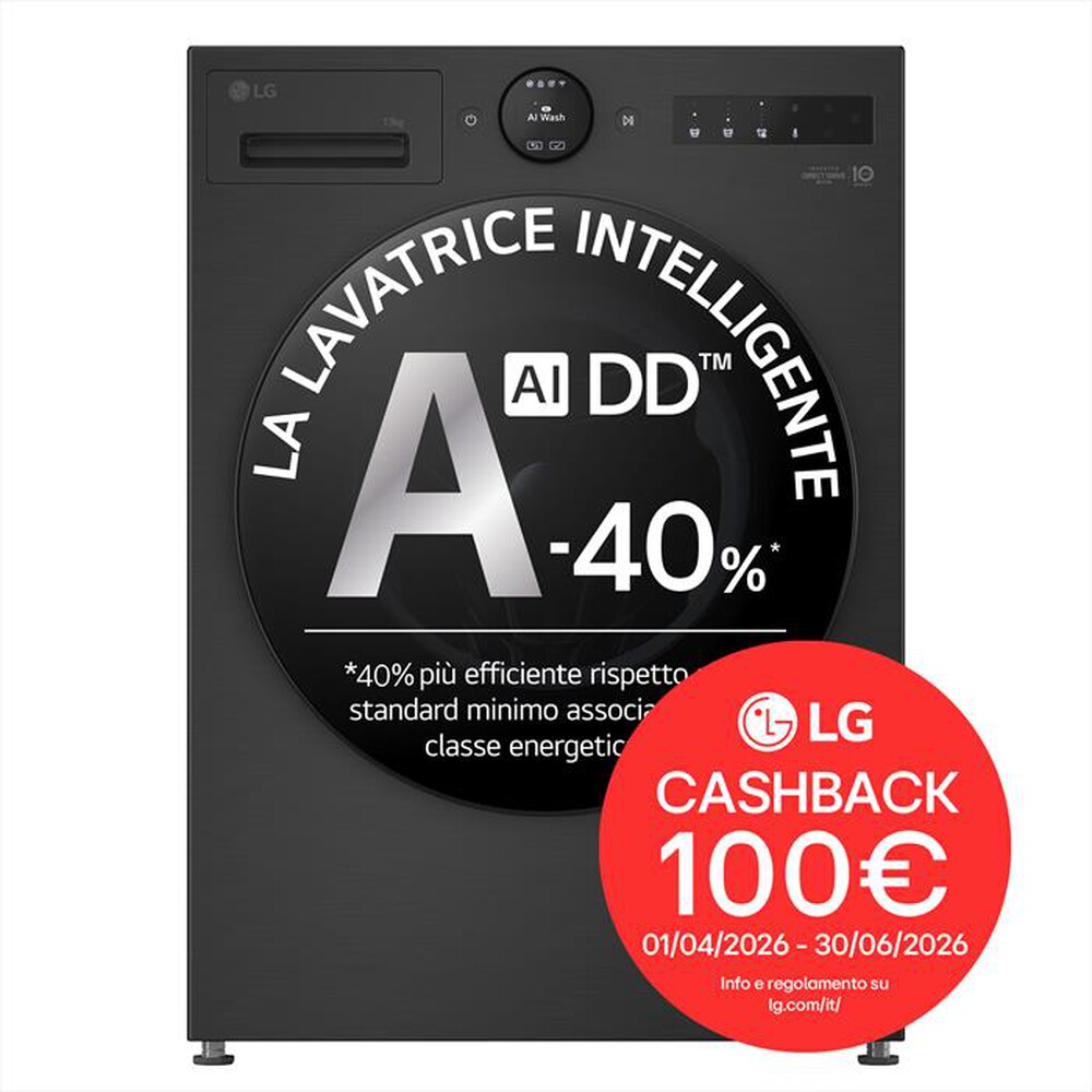 Immagine del prodotto LG - Lavatrice AI DD F4X7013TBB 13 Kg Classe A-Matte Black
