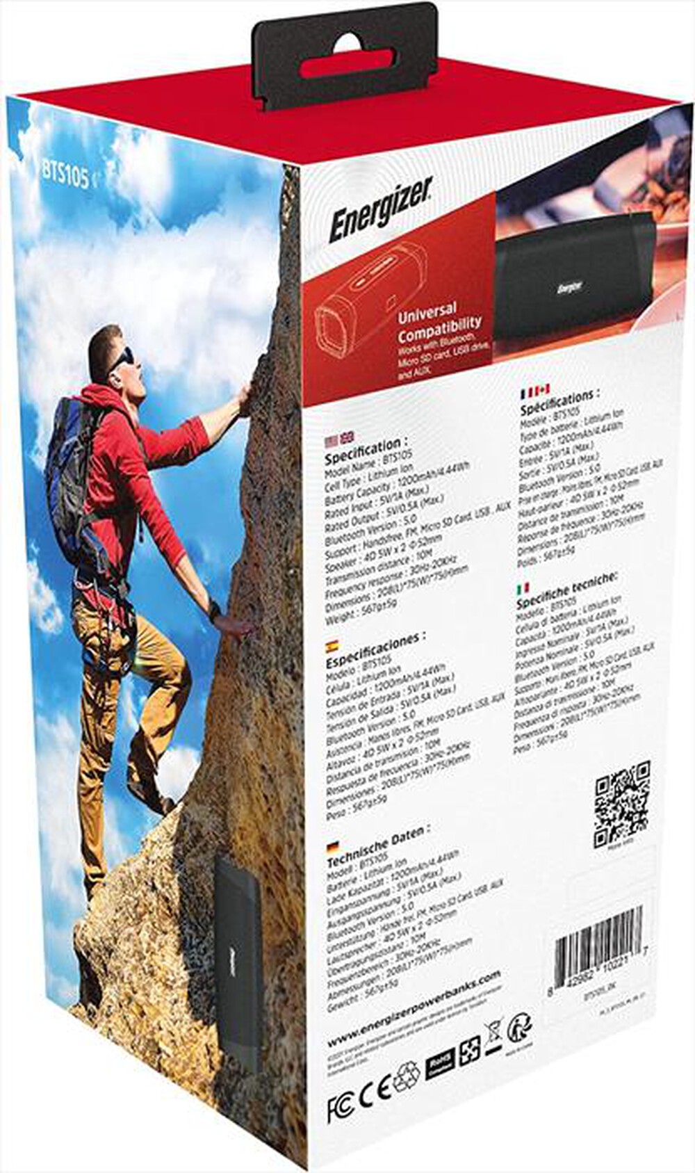 Immagine del prodotto ENERGIZER - BTS105 SPEAKER PORTATILE BLUETOOTH-NERO