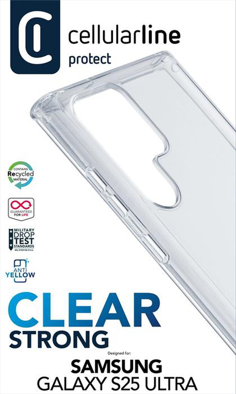 "CELLULARLINE - Cover CLEAR STRONG - GALAXY S25 ULTRA-Transparent"