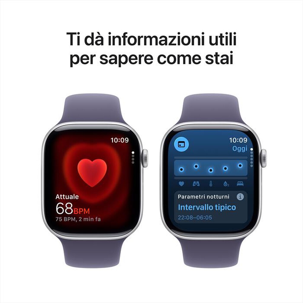 Immagine del prodotto APPLE - Watch Series 11 GPS 46mm Alluminio-Argento Sport Band Viola - S/M