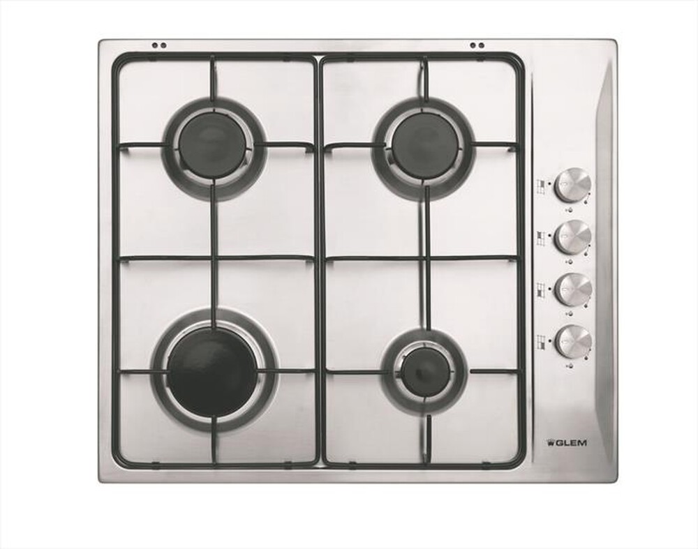 "GLEM GAS - Piano cottura a gas GTL64IX 4 fuochi 58,5cm-Inox"
