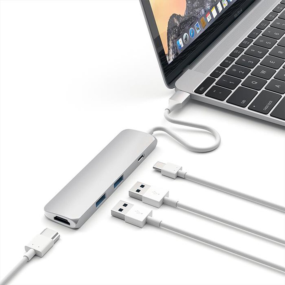 "SATECHI - ADATTATORE USB-C SLIM MULTI-PORTA-SILVER"