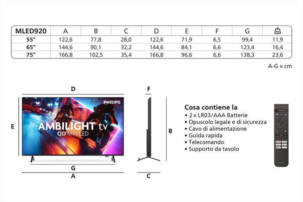 Immagine del prodotto PHILIPS - Smart TV Ambilight Mini LED 4K 55" 55MLED920-Black