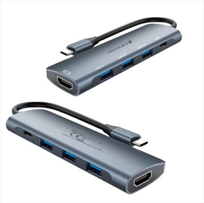 TECHLIFE - HUB TLIT0012 MULTIPORTA 5IN1 USB-C-Nero