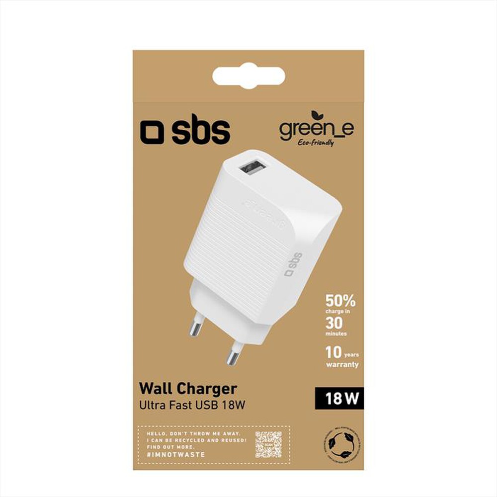 "SBS - Wall charger GRETR1USB18W-Bianco"