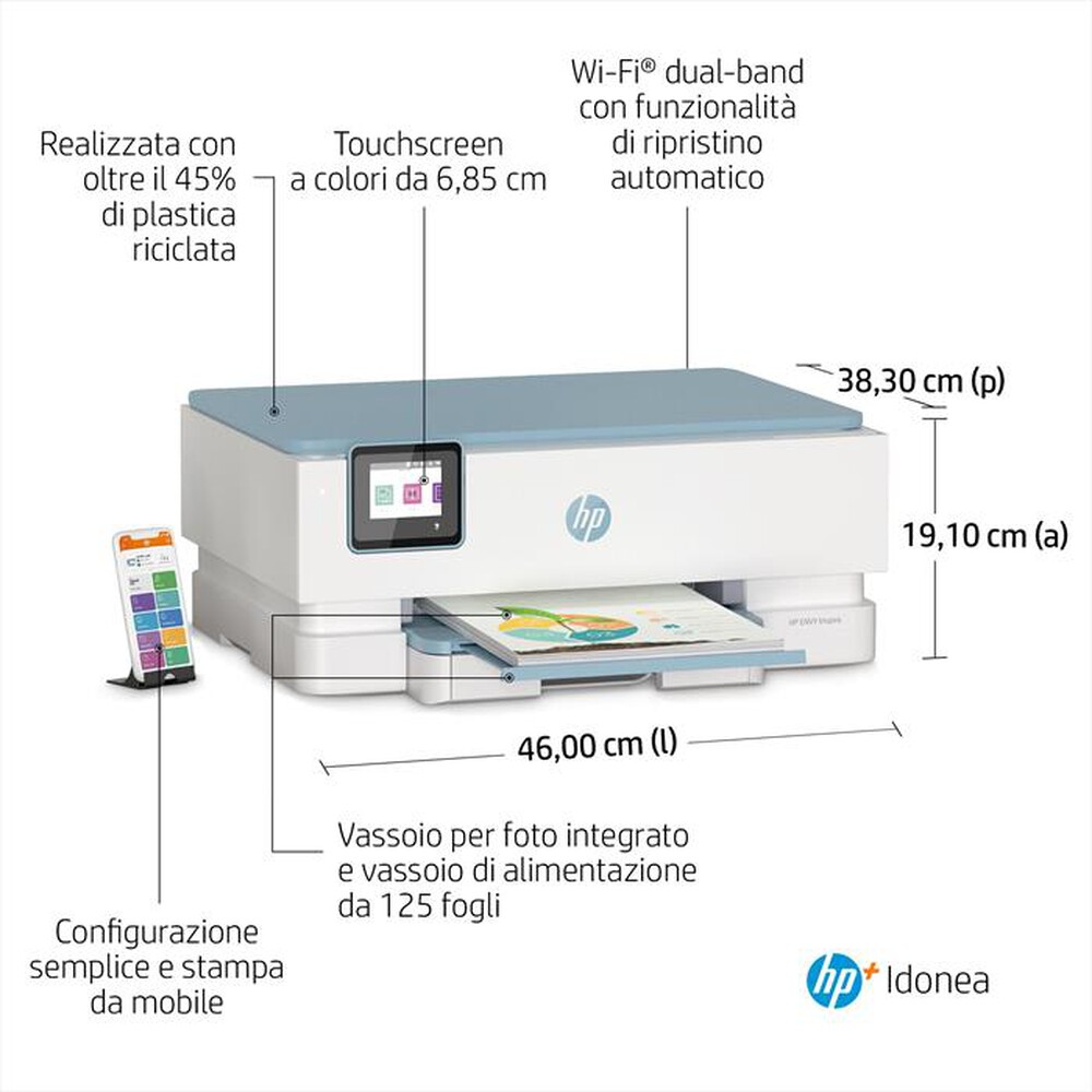 "HP - Envy Inspire 7221e 6 mesi d'inchiostro con Hp+-Surf Blue"