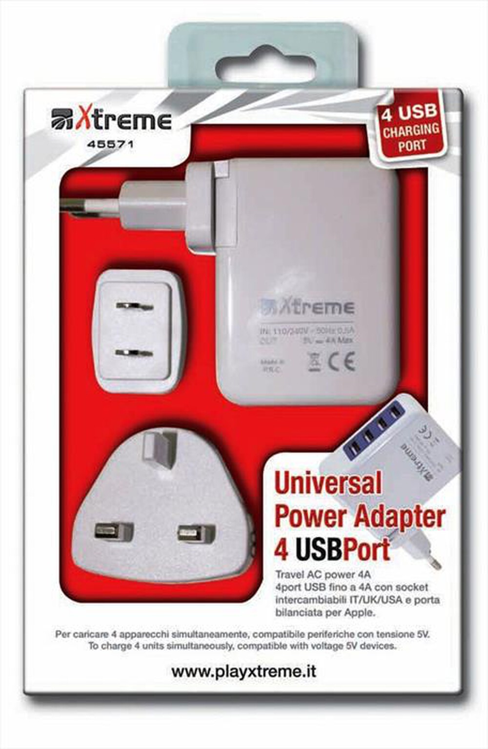 "XTREME - 45571 - Alimentatore 4 porte USB - "