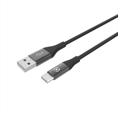 CELLY - USBTYPECCOLORBK CAVO USB-C COLORE NERO-Nero/Silicone