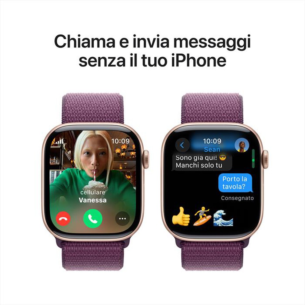 "APPLE - Watch Series 10 GPS + Cellular 46mm Alluminio-Oro Rosa - Sport Loop Prugna"