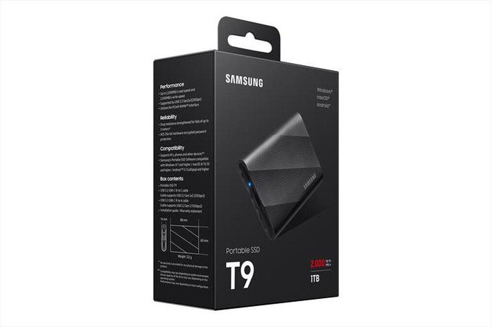 "SAMSUNG - Hard disk esterno T9 MU-PG1T0B 1TB-Nero"