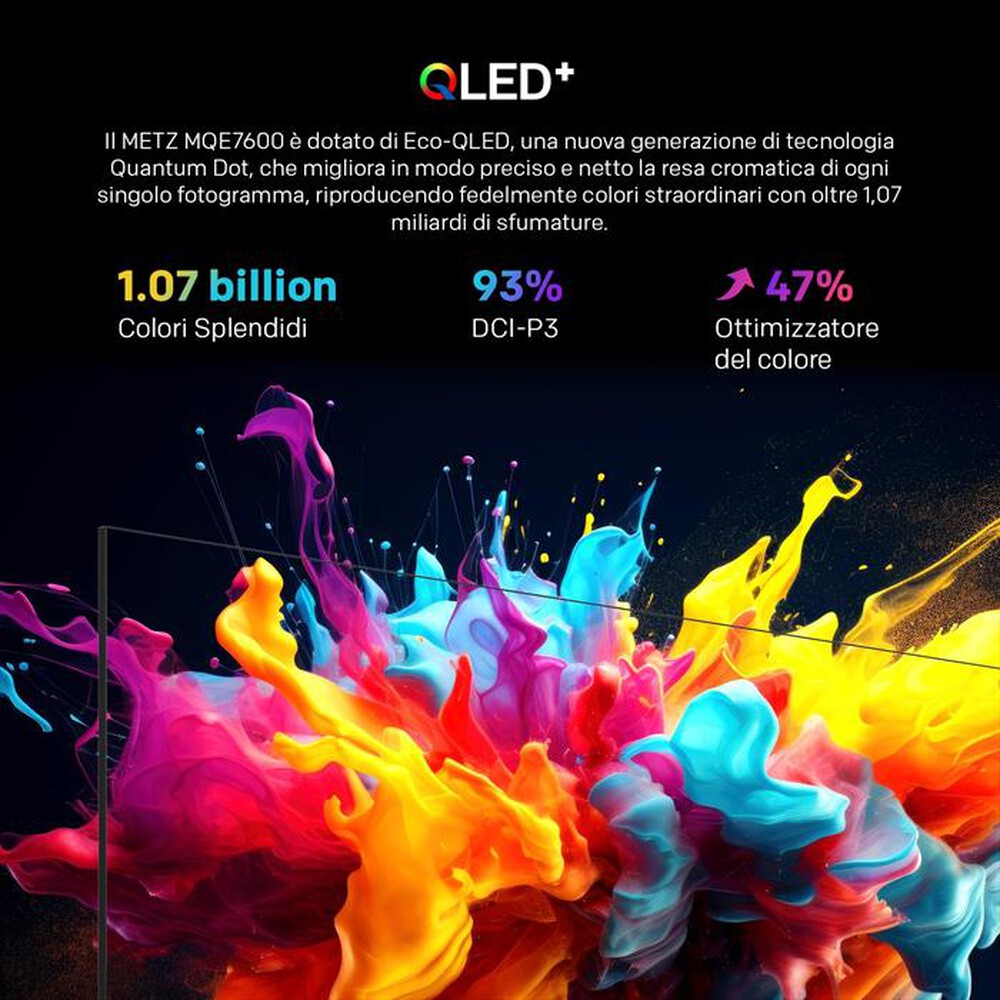 "METZ - Smart TV QLed+ 4K UHD GOOGLE TV 43MQE7000Z-Nero"