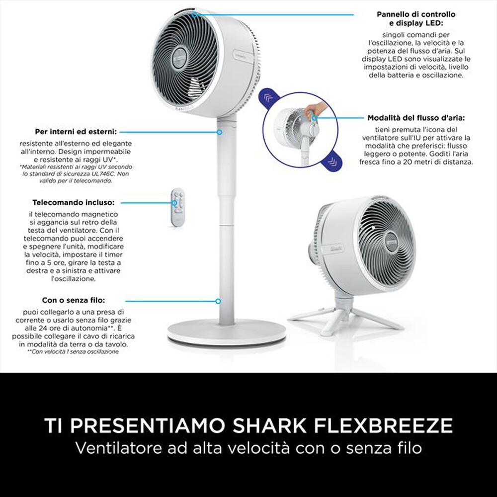 "SHARK - Ventilatore a piantana FLEXBREEZE FA220EU-Bianco"