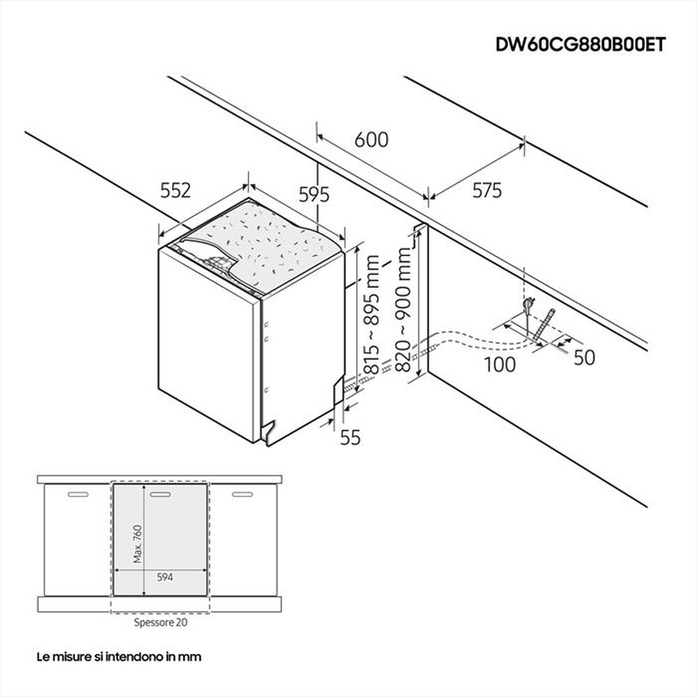 "SAMSUNG - Lavastoviglie DW60CG880B00ET Classe A 14 coperti"