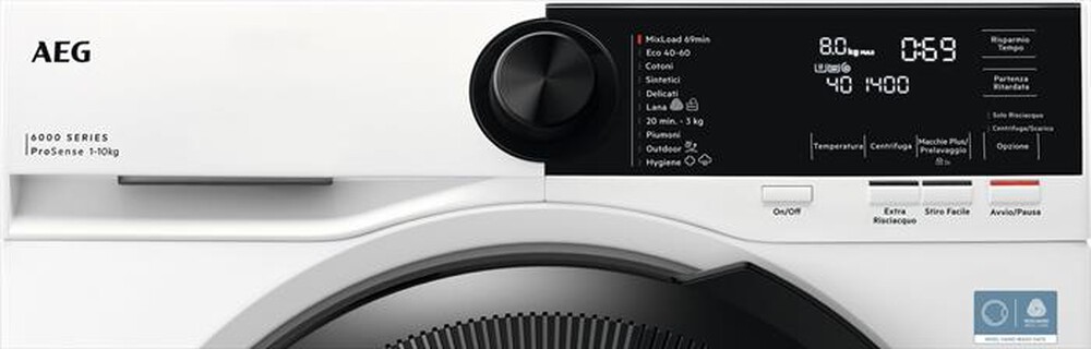 "AEG - Lavatrice LR6FEBG104 10KG Classe A-Bianco"
