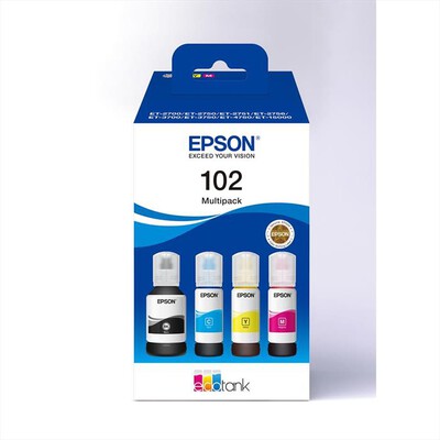 EPSON - EPSON FLACONE INCHIOSTRO ECOTANK 102 MPK 4 COL-Nero, ciano, magenta, giallo